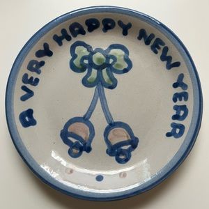 M.A. Hadley Pottery New Year coaster/small plate